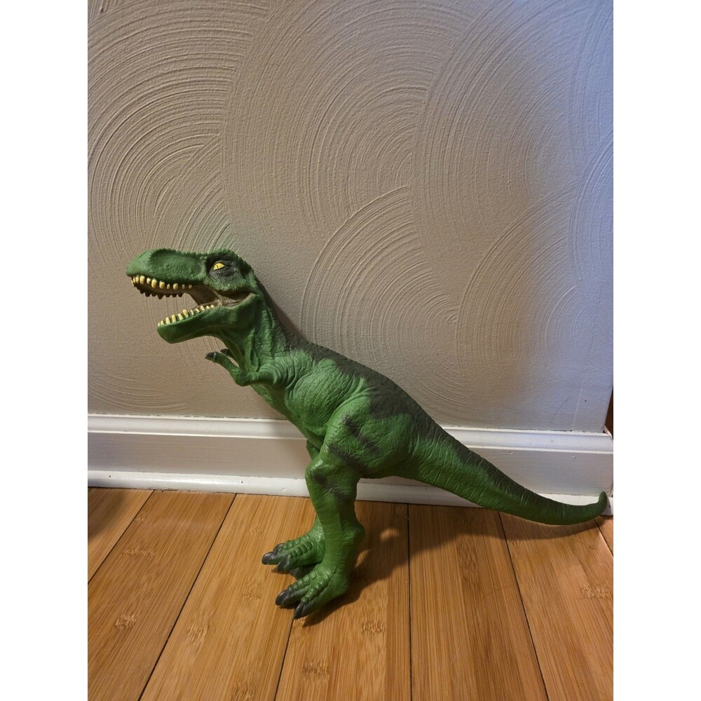 Toys R Us Tyrannosaurus Rex Dinosaur Figure Toy Green Plastic 21” Soft Rubber